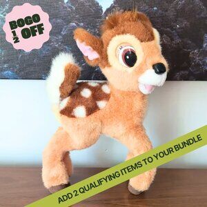 Vintage Disney Bambi Stuffed Animal Standup Mattel 1992 EUC